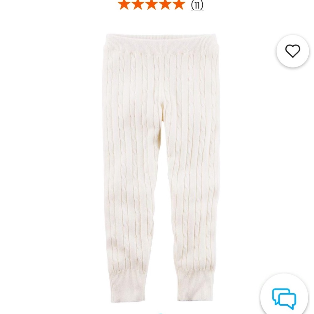 Girls 3T Knit Cable Legging in White